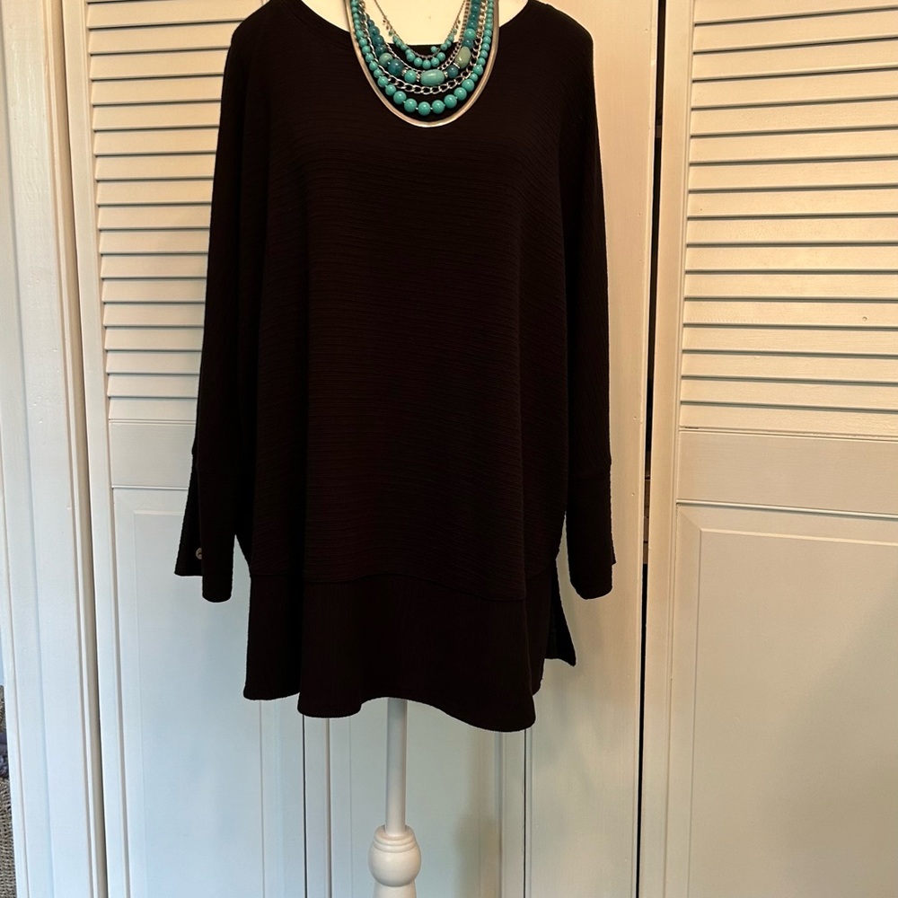 Westbound, Dolman Sleeve, Jewel Neck, Black, Size 1X EUC